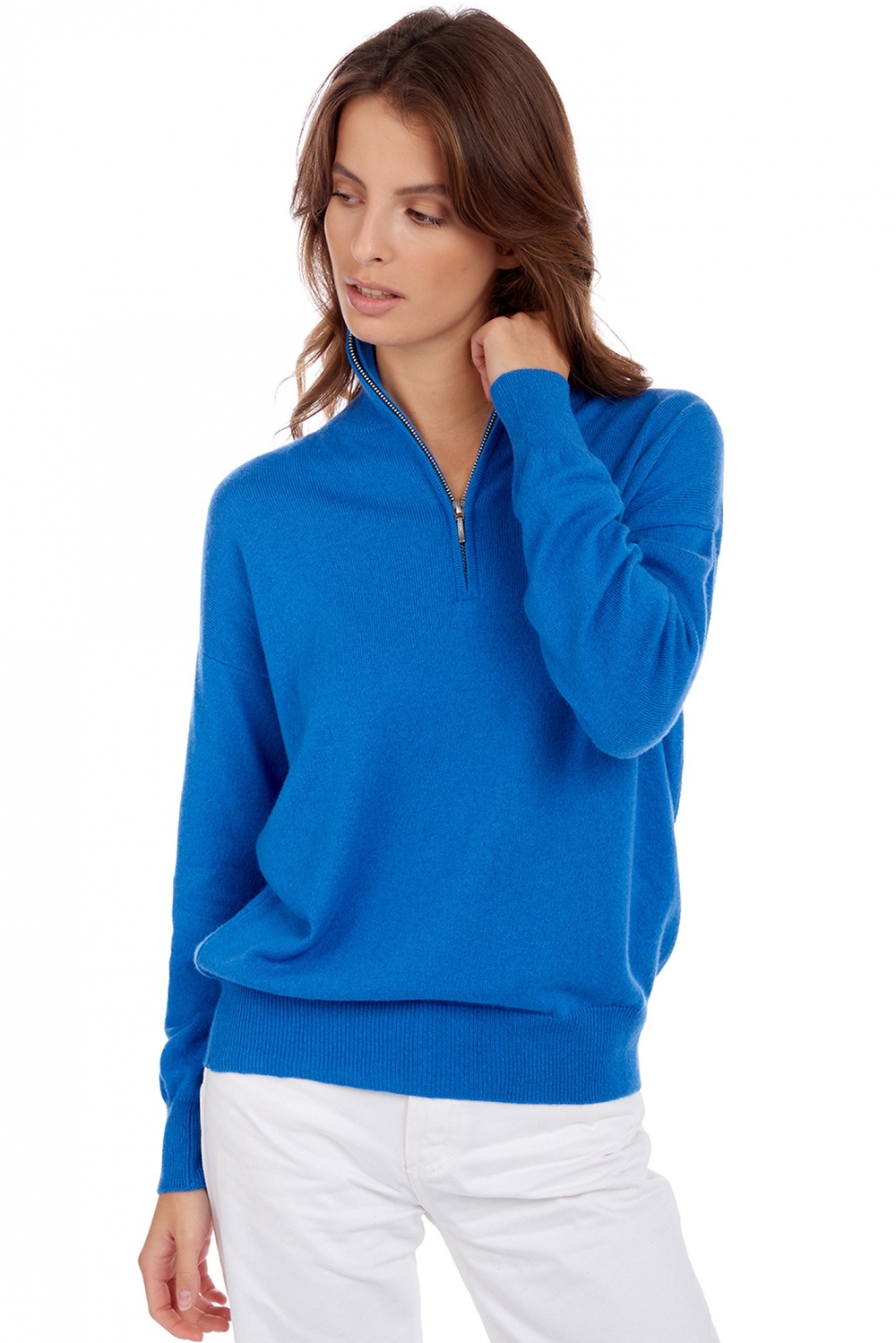 Kasjmier dames kasjmier pullover met v hals groseille tetbury blue xs