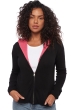 Kasjmier dames kasjmier met rits en capuchon wiwi zwart shocking pink 3xl