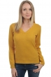 Kasjmier dames kasjmier pullover met v hals erine 4f mustard 