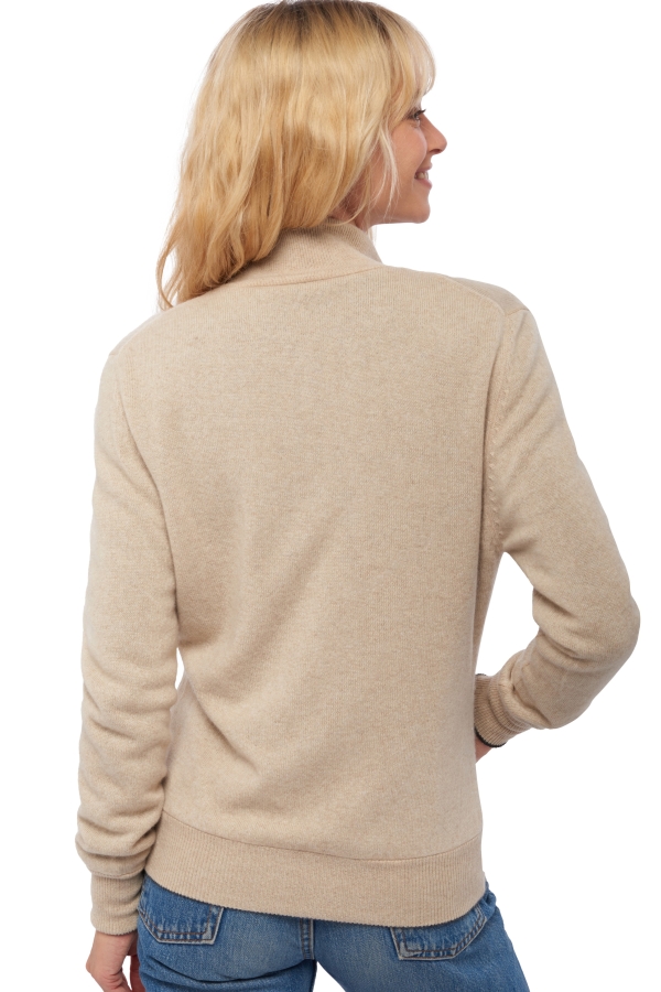 Kasjmier dames kasjmier met rits en capuchon akemi anthraciet gemeleerd natural beige xl