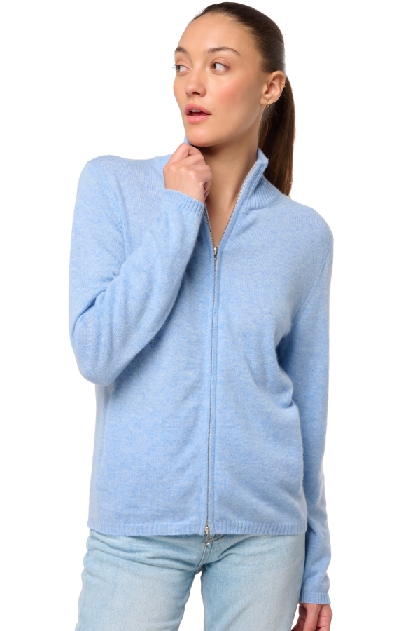 Kasjmier dames kasjmier met rits en capuchon thames first powder blue 2xl