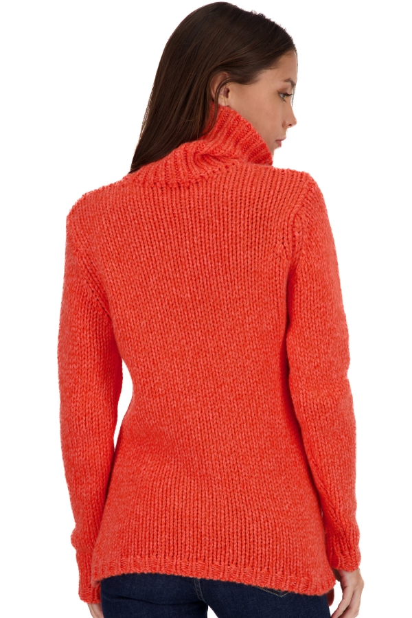 Kasjmier dames kasjmier pullover met kol vicenza peach bloody orange l