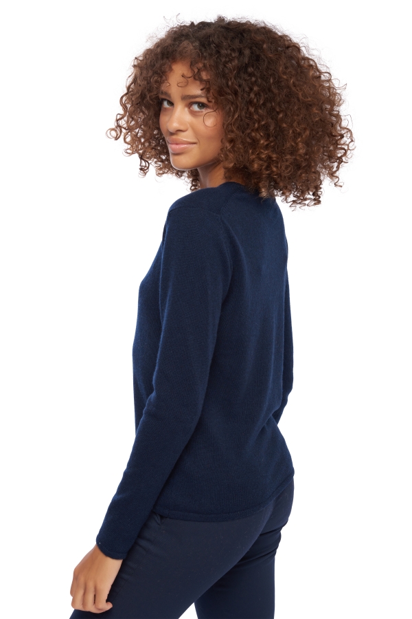 Kasjmier dames kasjmier pullover met ronde hals line donker marine 