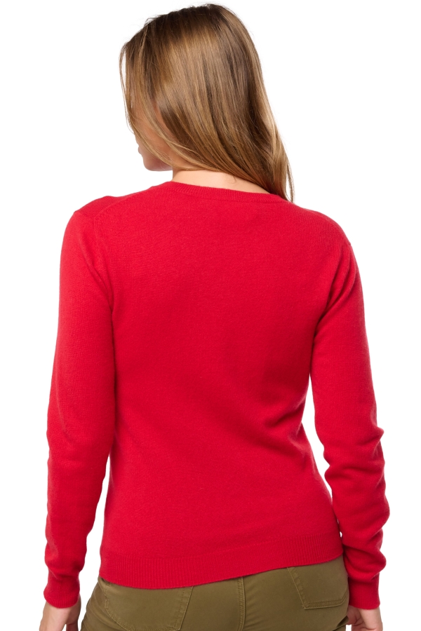 Kasjmier dames kasjmier pullover met ronde hals thalia first deep red l