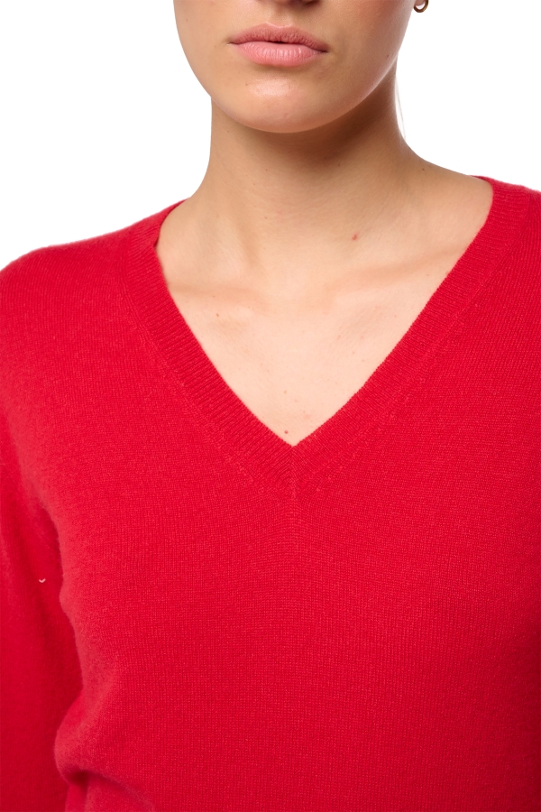 Kasjmier dames kasjmier pullover met v hals tessa first deep red l