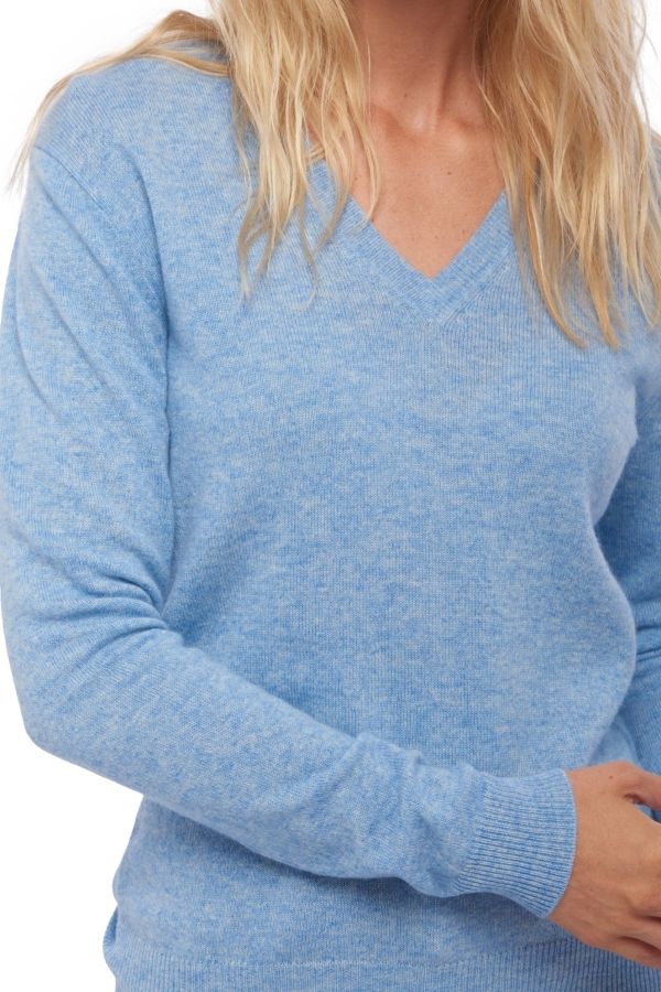 Kasjmier dames kasjmier pullover met v hals tessa first powder blue l