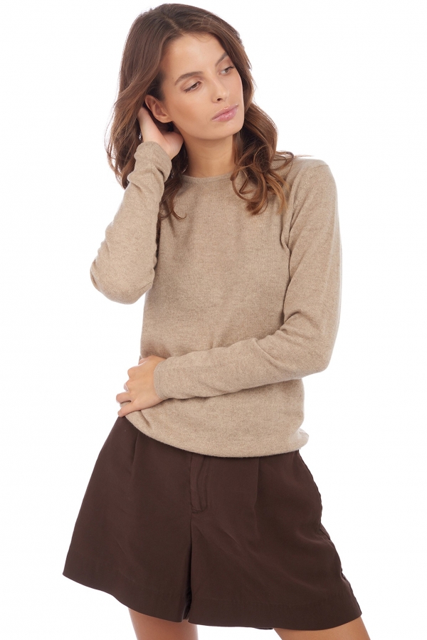 Kasjmier dames kasjmier tijdloze collectie line natural brown l