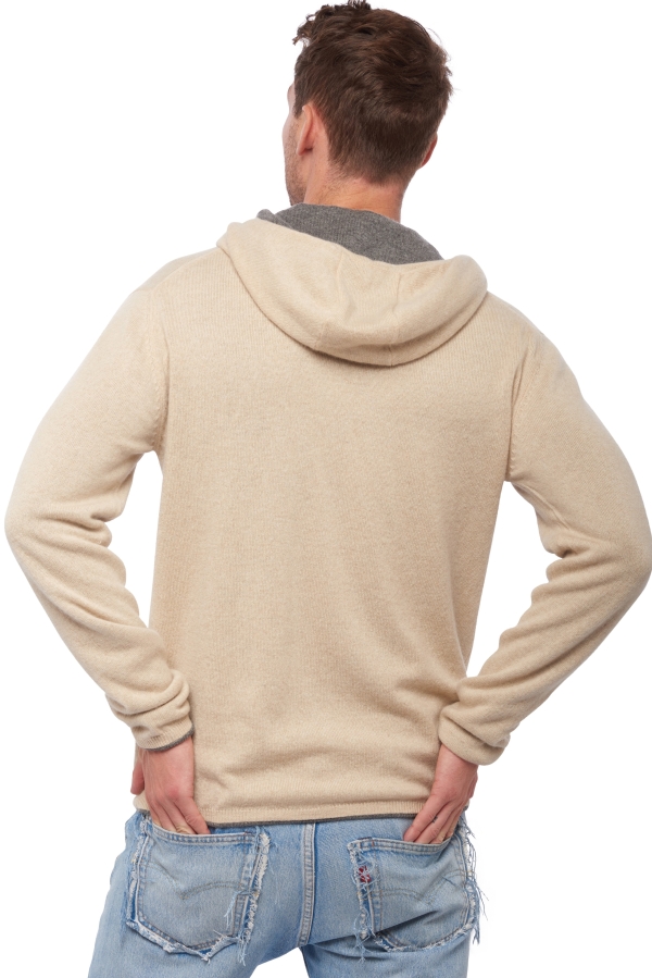 Kasjmier heren kasjmier dikke trui carson donkergrijs gemeleerd natural beige 3xl