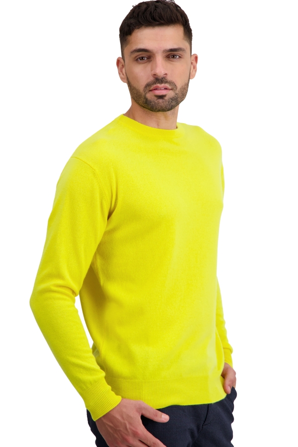 Kasjmier heren kasjmier pullover met ronde hals nestor jaune citric l