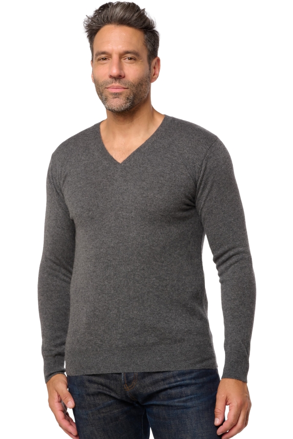 Kasjmier heren kasjmier pullover met v hals tor first dark grey 2xl