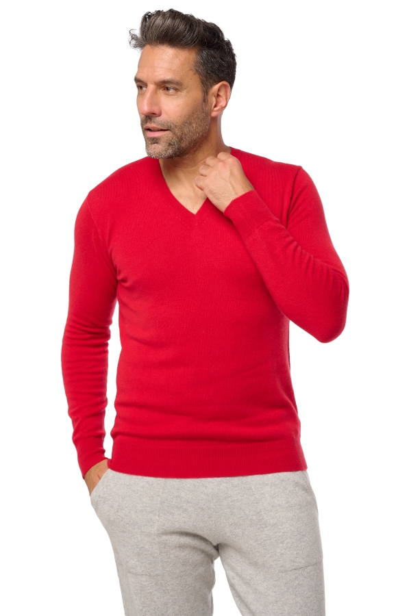 Kasjmier heren kasjmier pullover met v hals tor first deep red 2xl