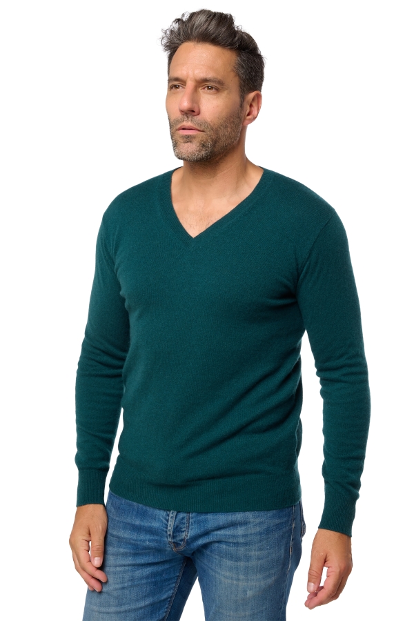 Kasjmier heren kasjmier pullover met v hals tor first vert emeraude 2xl