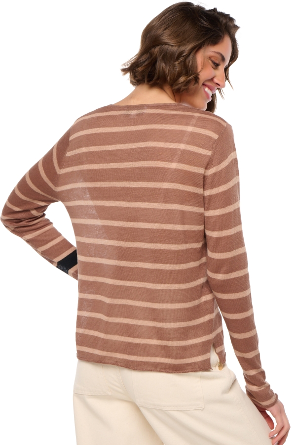 Linnen dames kasjmier pullover met v hals sullivan latte s