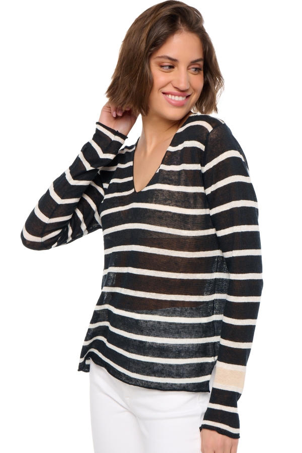 Linnen dames kasjmier pullover met v hals sullivan pepper s