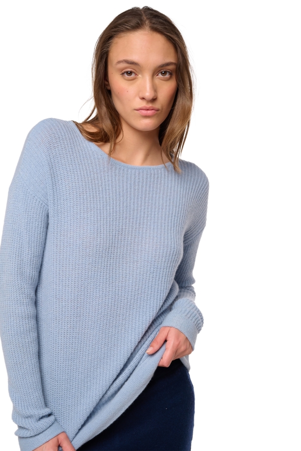 Yak dames kasjmier pullover met kol zenica hemels blauw s