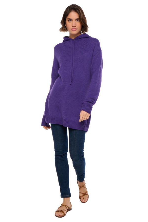 Yak dames kasjmier pullover met ronde hals veria deep purple xs