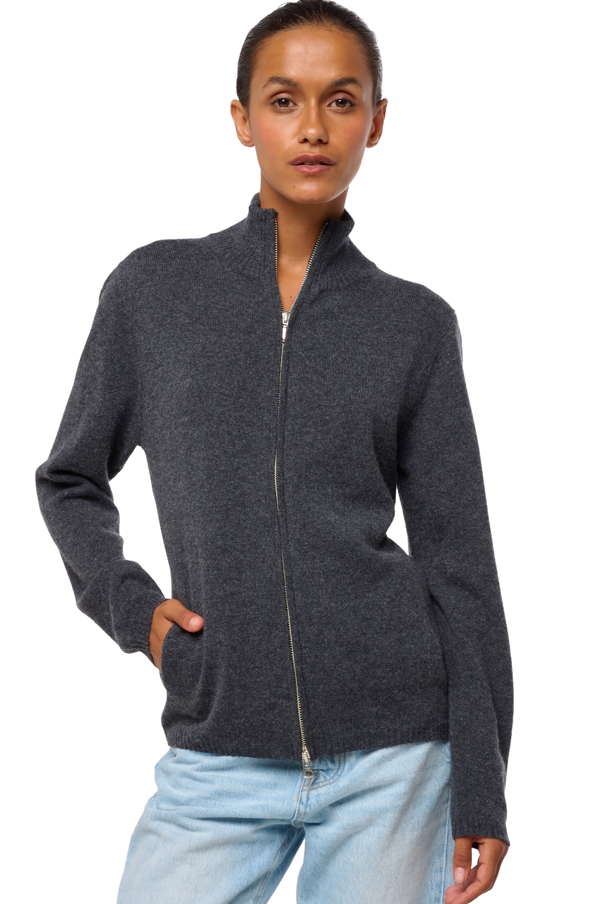 Kasjmier dames kasjmier basic pullovers voor lage prijzen thames first dark grey m