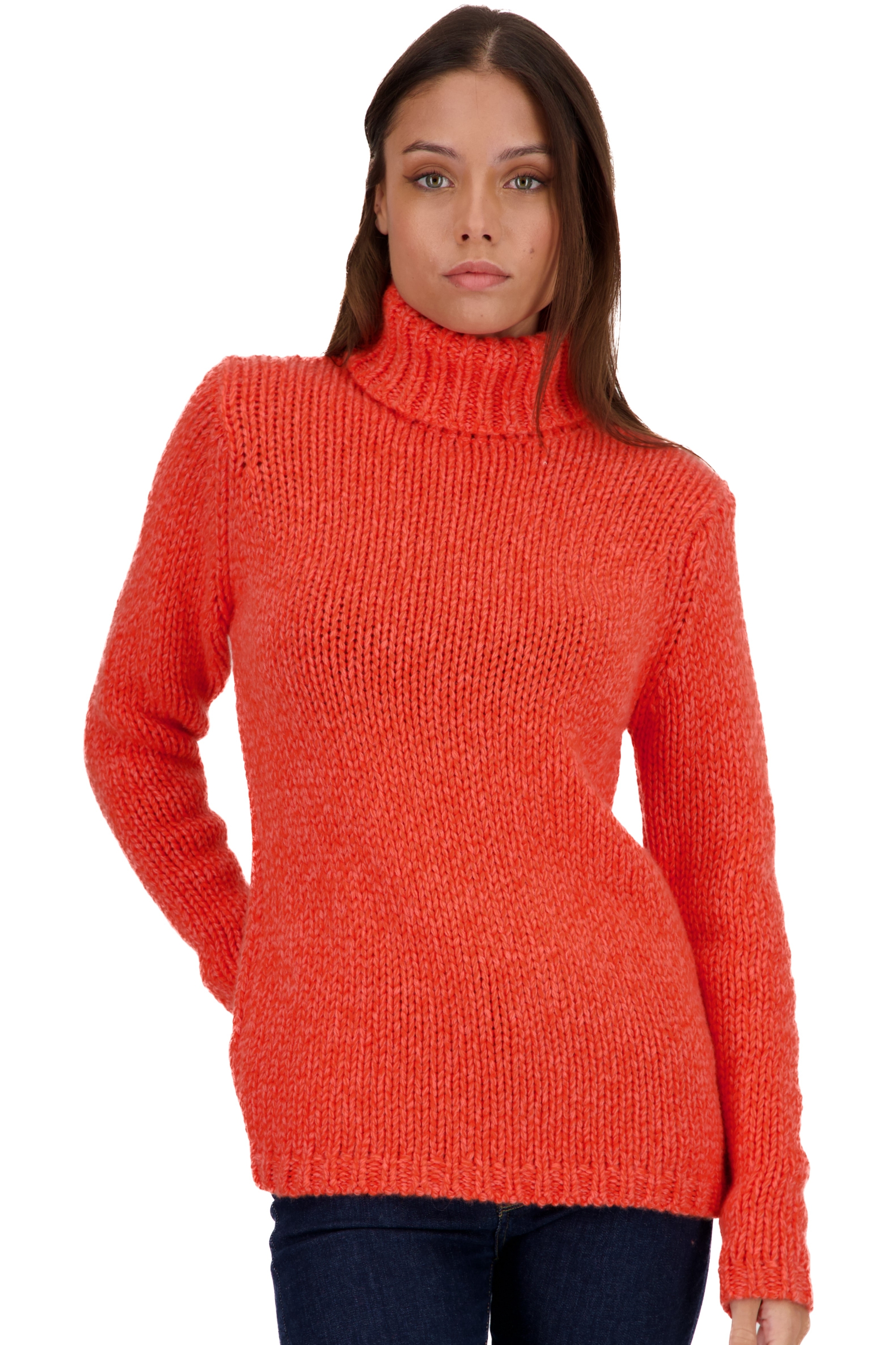 Kasjmier dames kasjmier dikke trui vicenza peach bloody orange xl