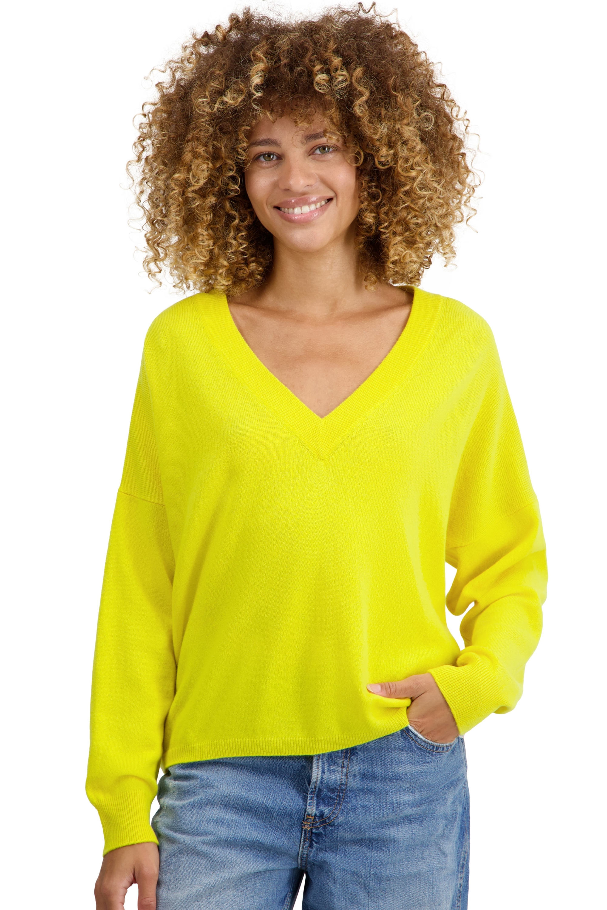 Kasjmier dames kasjmier lente  zomercollectie theia jaune citric 2xl