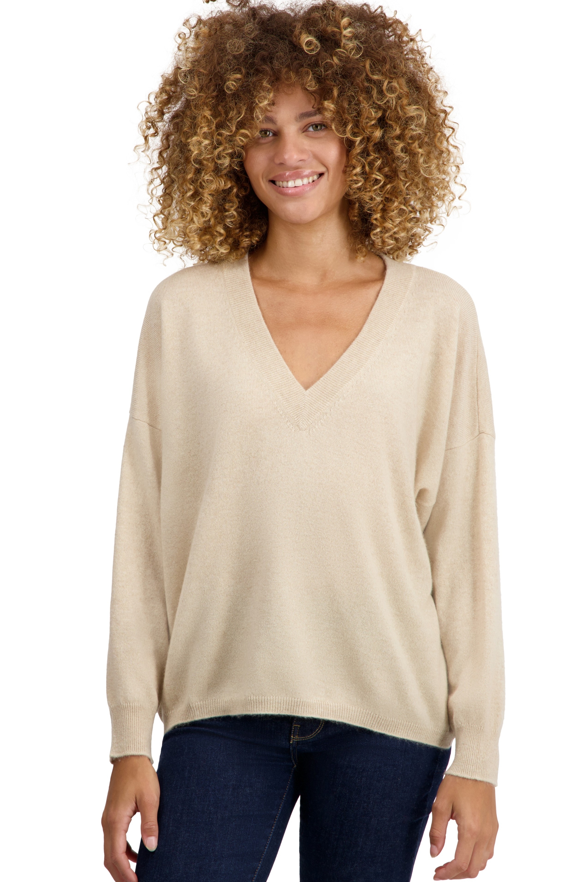 Kasjmier dames kasjmier lente  zomercollectie theia natural beige 3xl