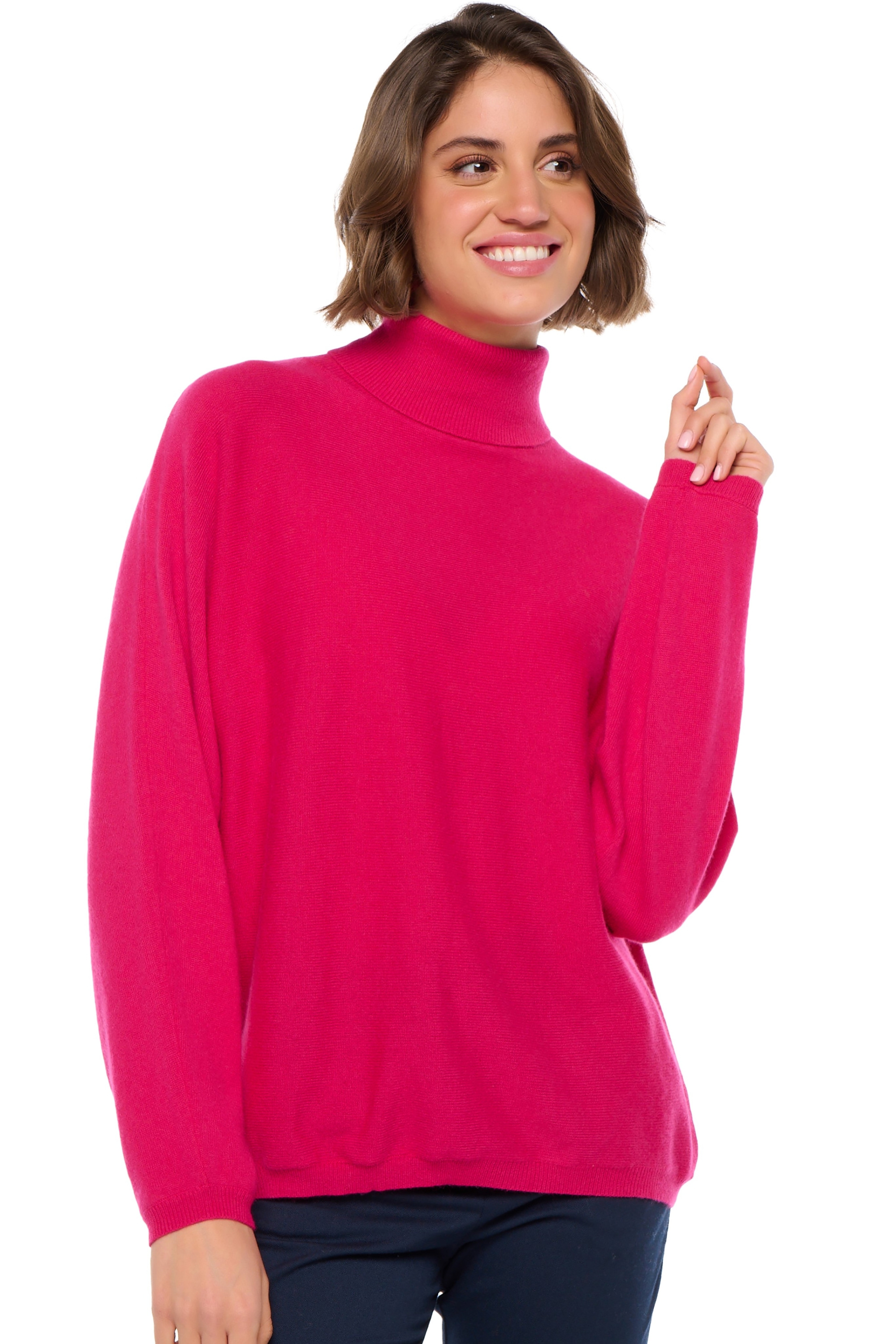 Kasjmier dames kasjmier pullover met kol amarillo lipstick l