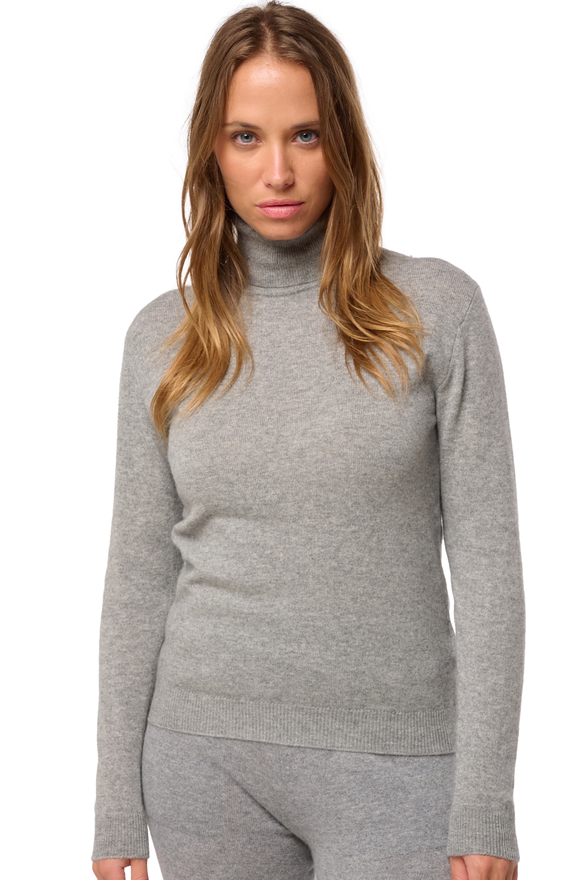 Kasjmier dames kasjmier pullover met kol tale first dark grey xl