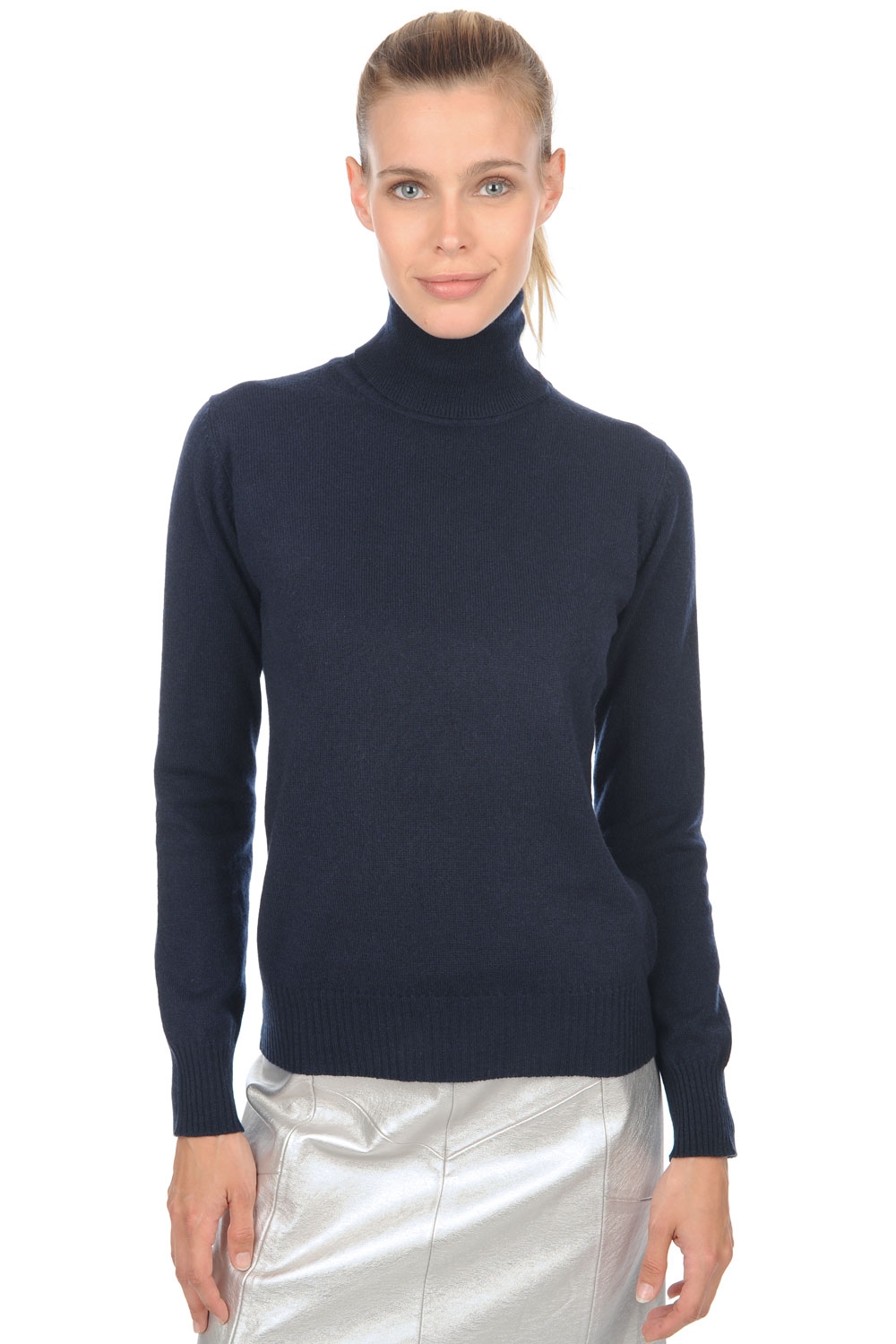 Kasjmier dames kasjmier pullover met kol tale first donker marine xs