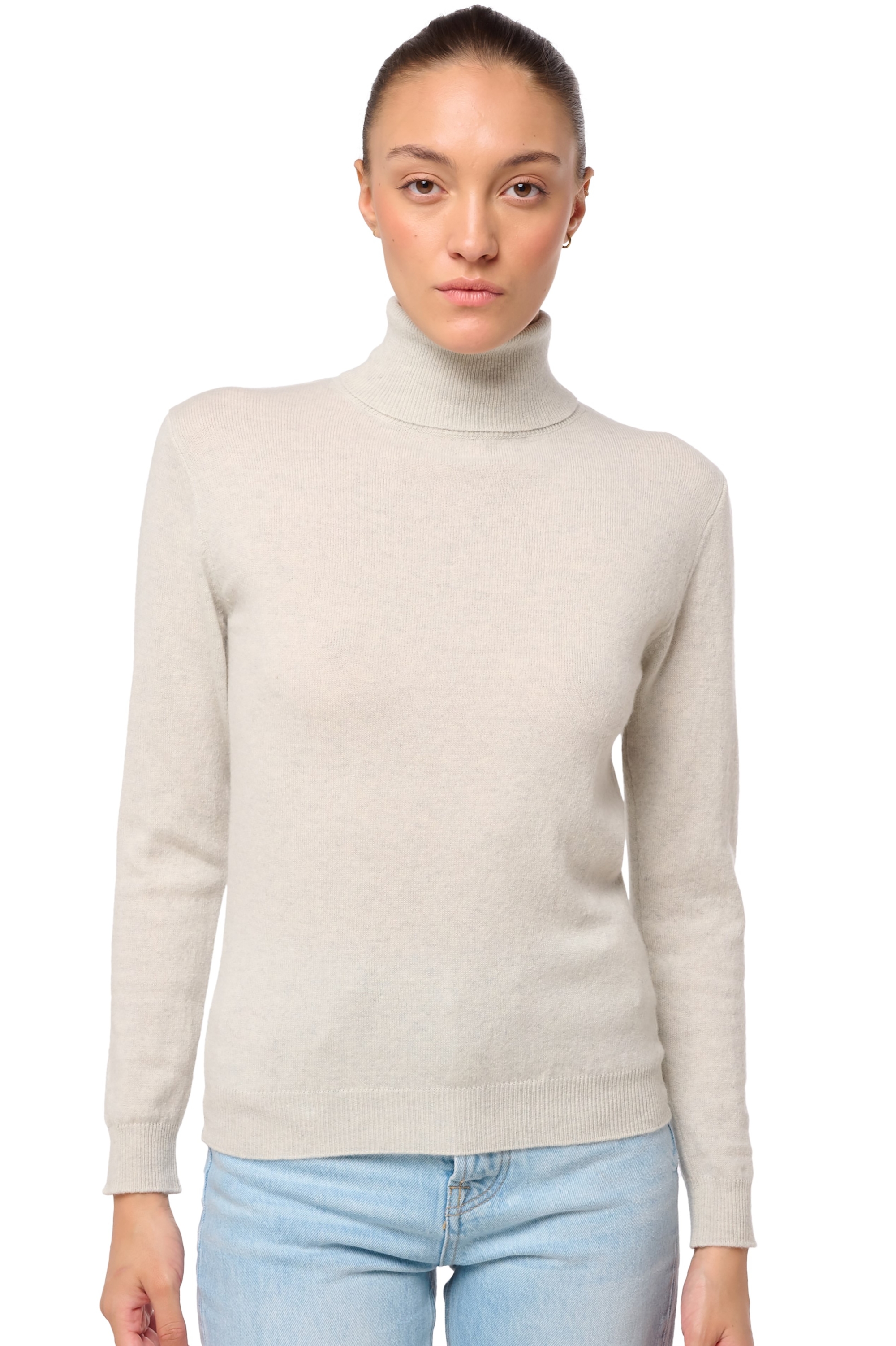 Kasjmier dames kasjmier pullover met kol tale first fluo white s