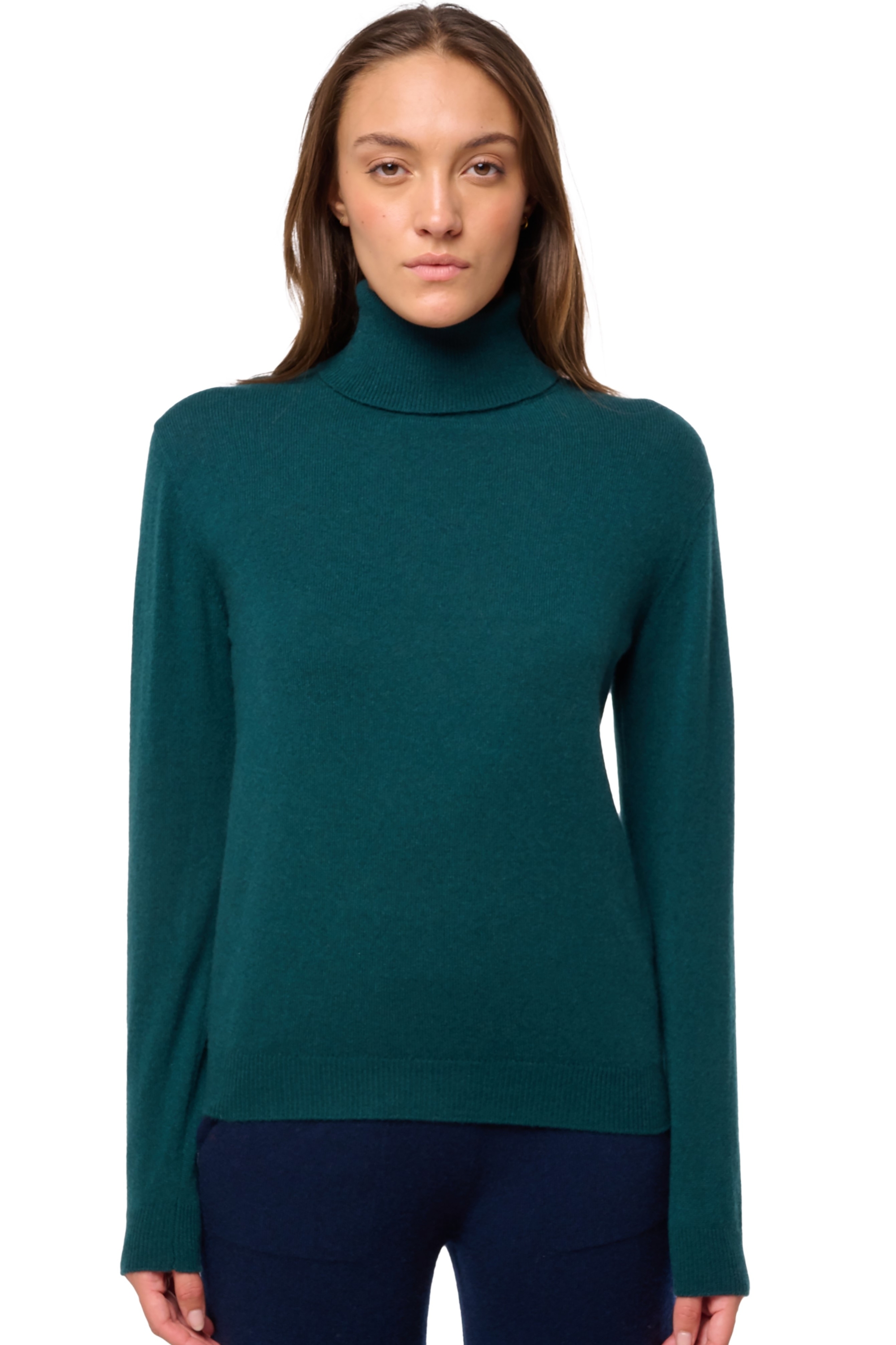 Kasjmier dames kasjmier pullover met kol tale first vert emeraude m