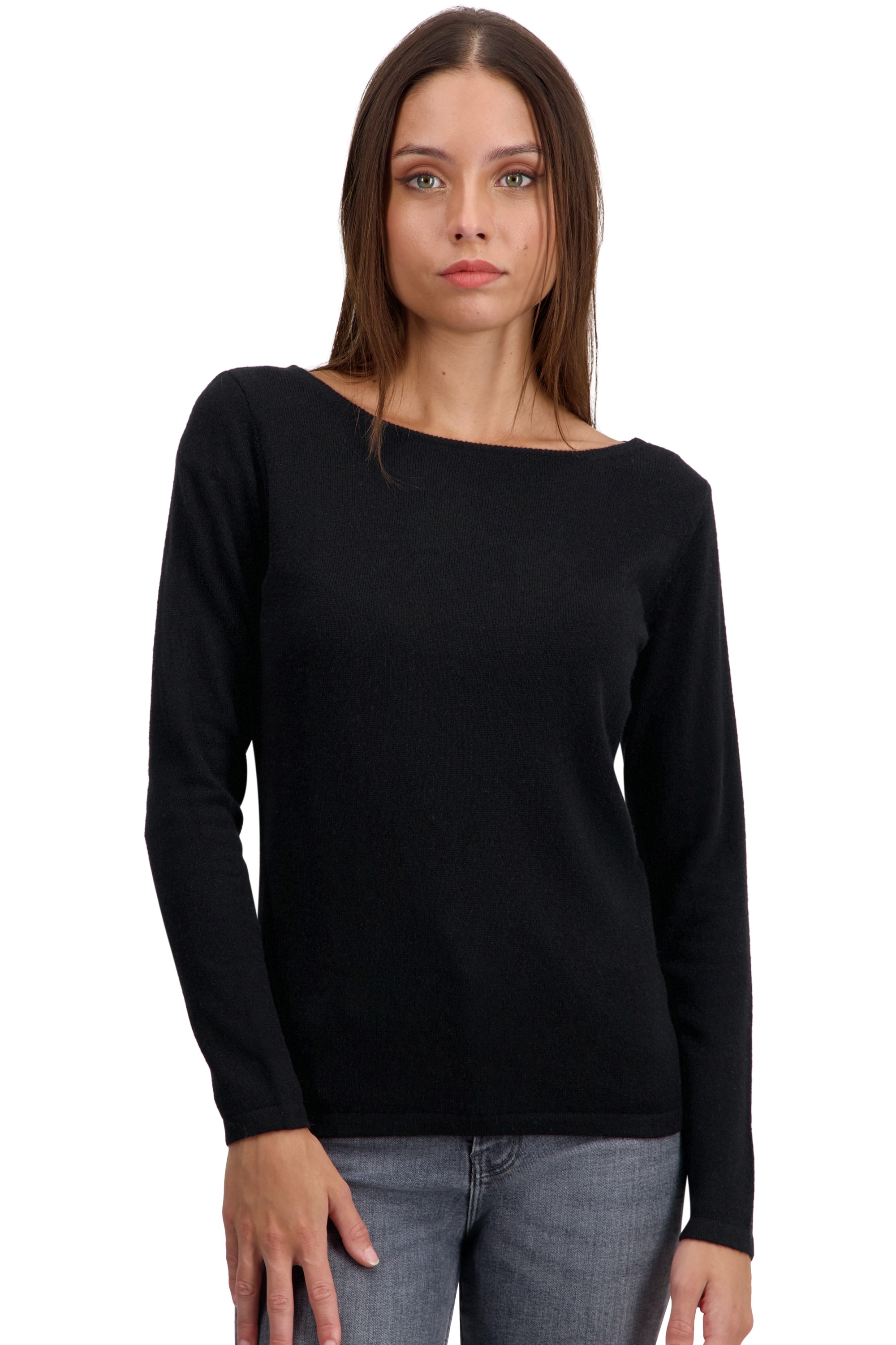 Kasjmier dames kasjmier pullover met ronde hals tennessy first zwart xs