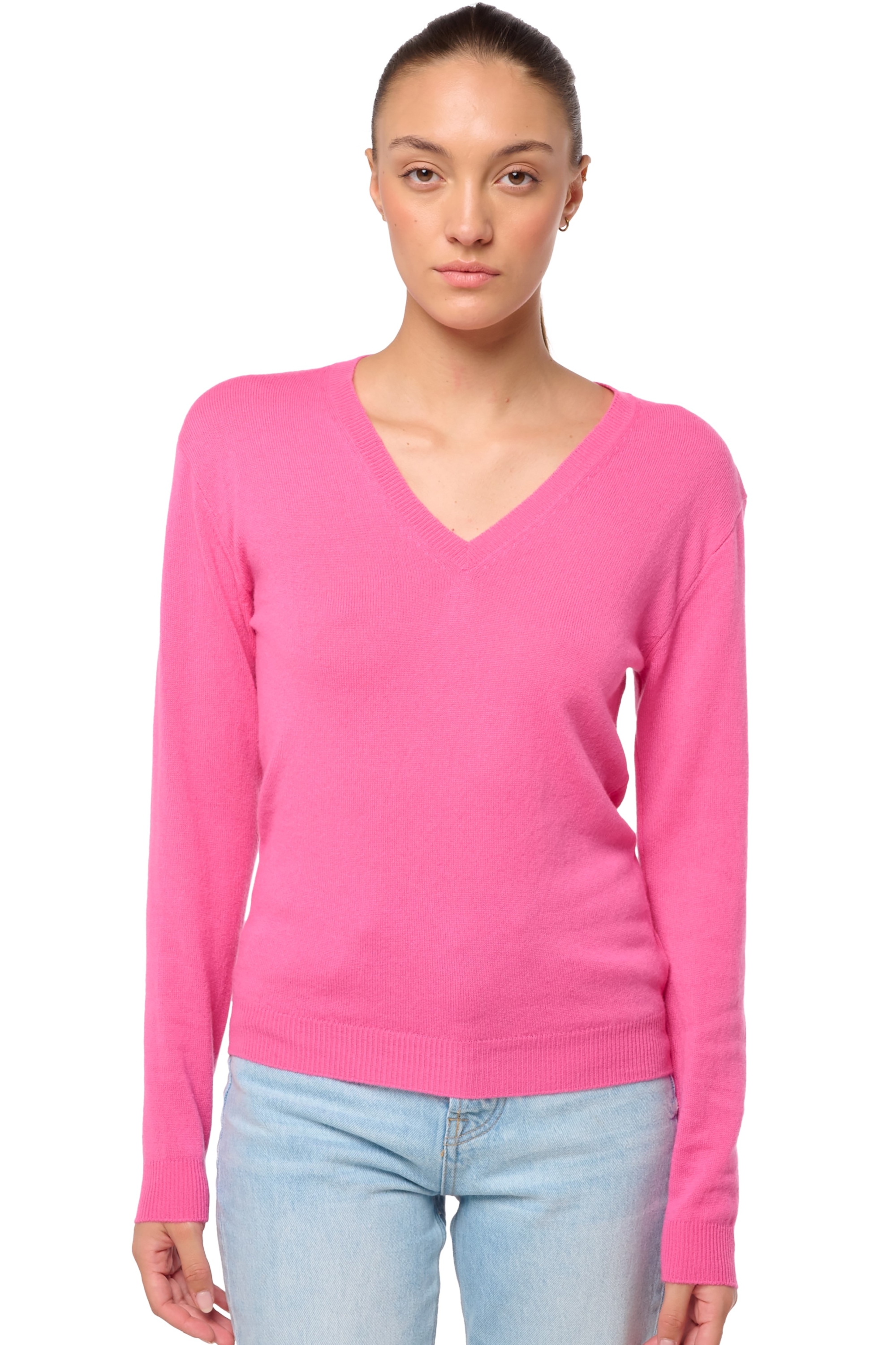 Kasjmier dames kasjmier pullover met v hals tessa first flashy rose 2xl