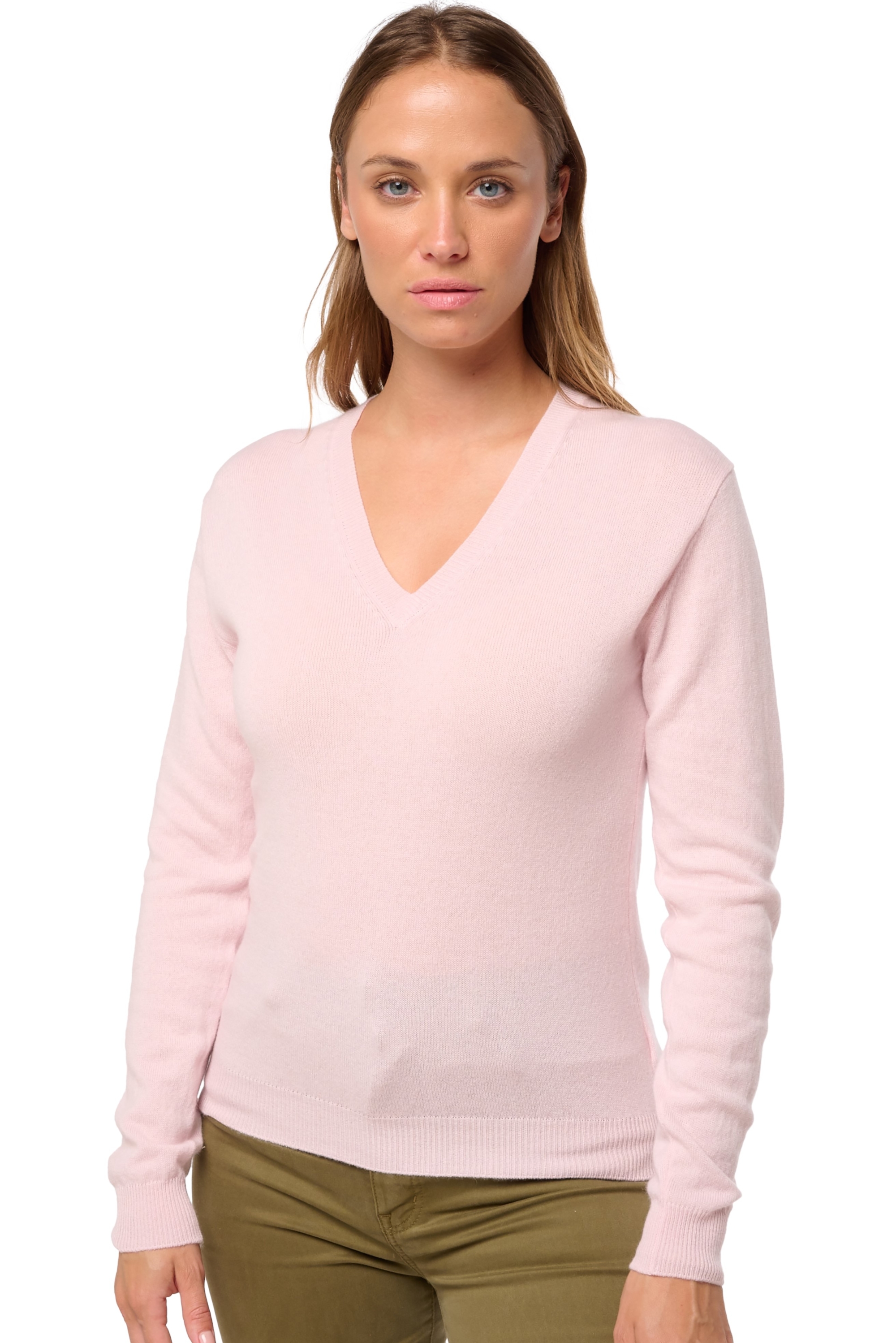 Kasjmier dames kasjmier pullover met v hals tessa first pale blossom l