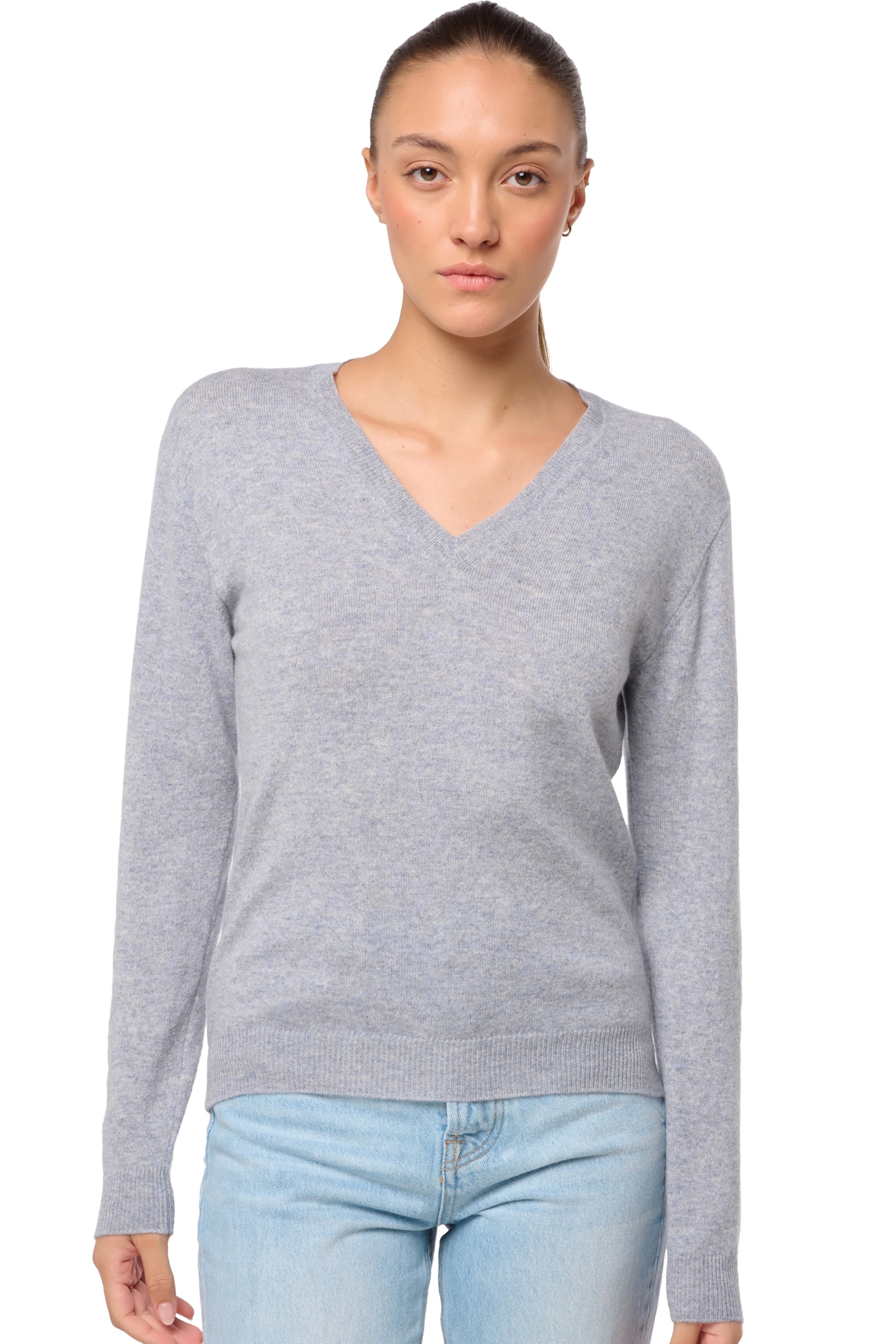 Kasjmier dames kasjmier pullover met v hals tessa first quarry l