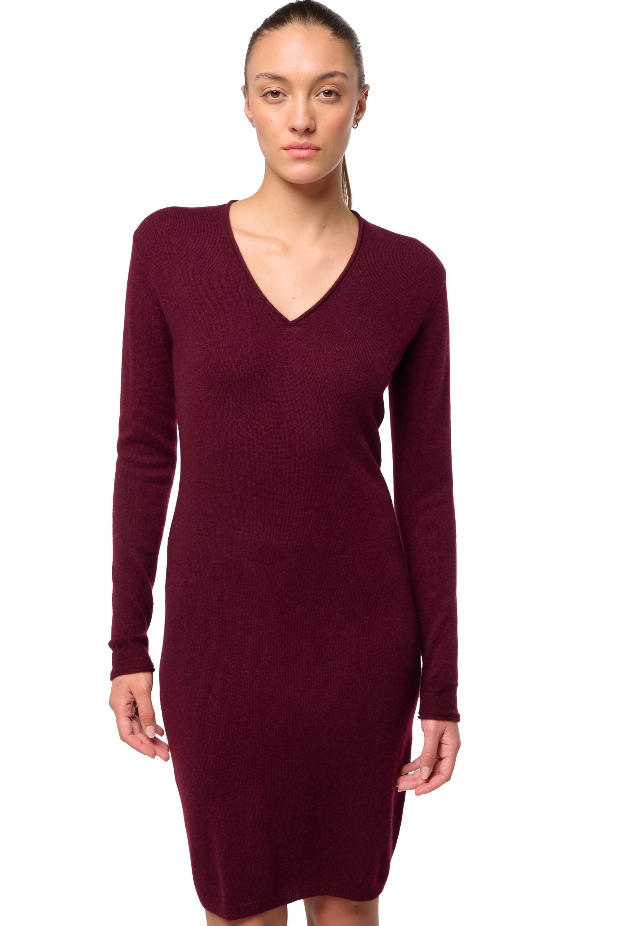 Kasjmier dames kasjmier pullover met v hals trinidad first red wine l