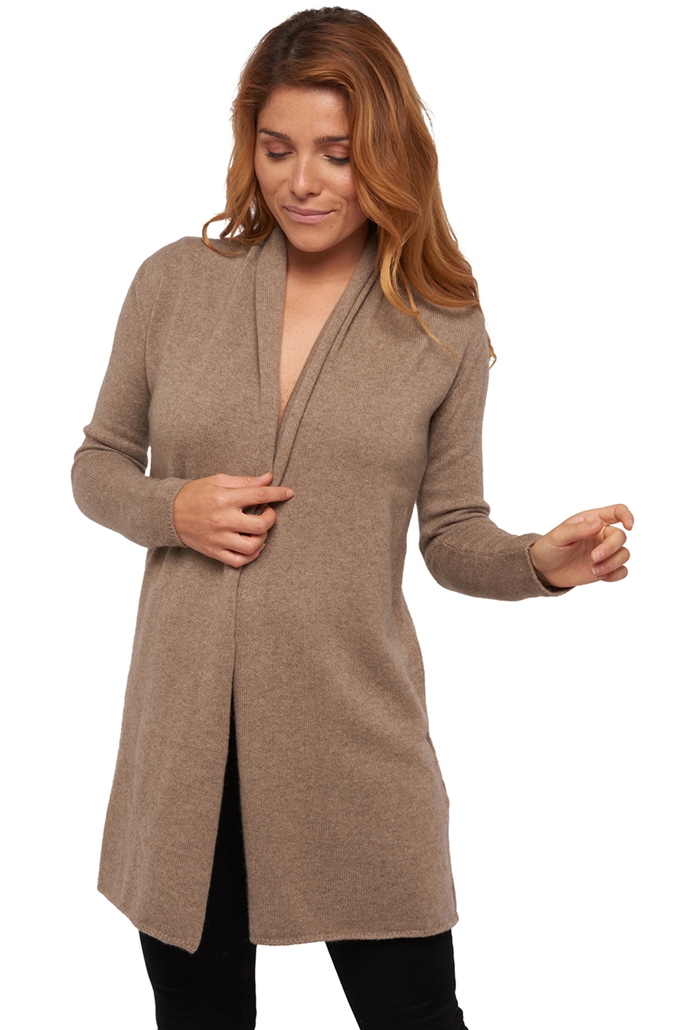 Kasjmier dames kasjmier tijdloze collectie perla natural brown m