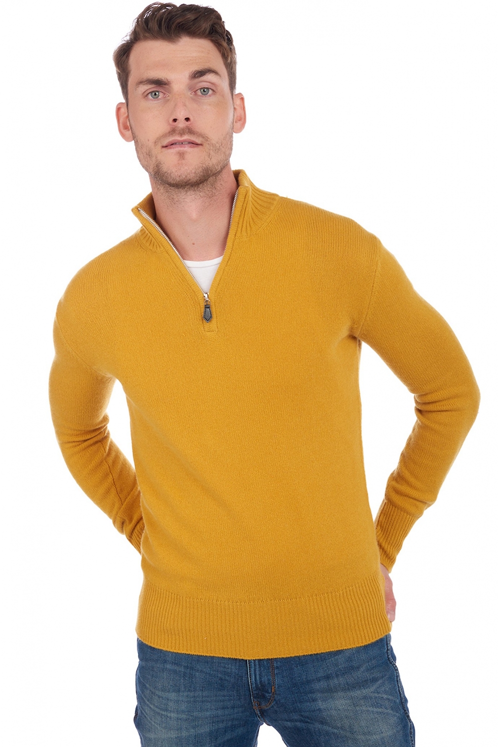 Kasjmier heren kasjmier dikke trui donovan mustard 3xl