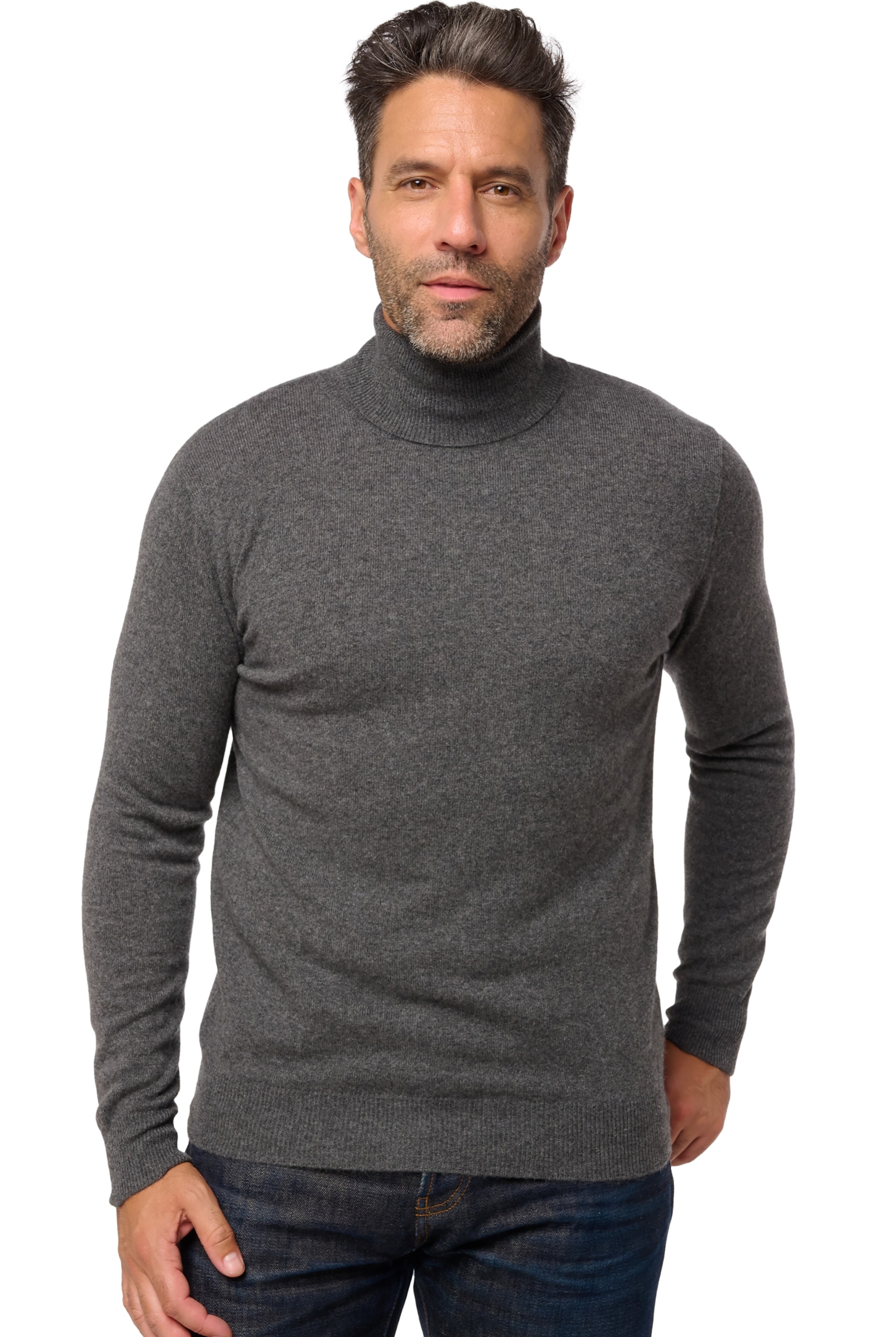 Kasjmier heren kasjmier pullover met kol tarry first dark grey 2xl