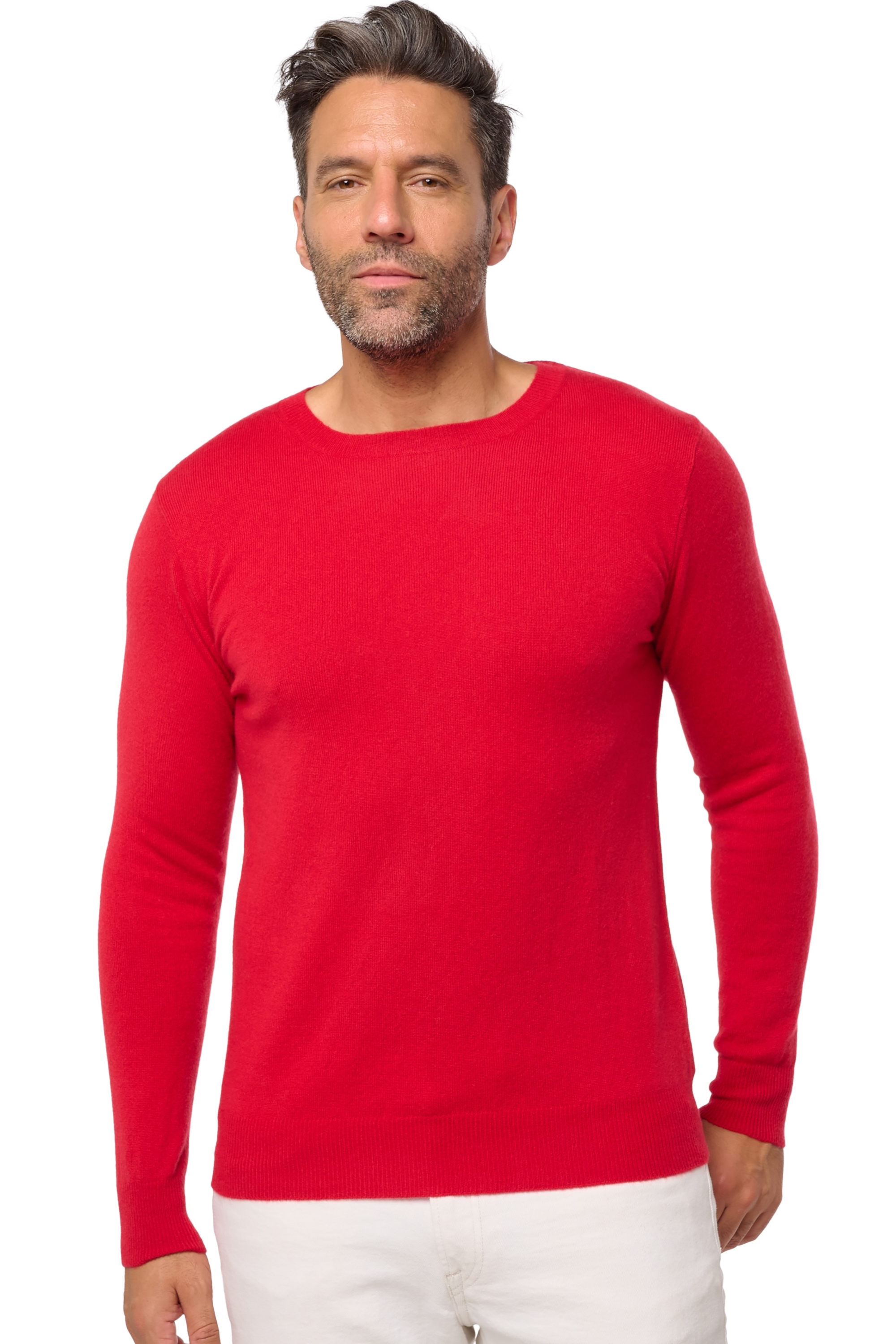 Kasjmier heren kasjmier pullover met ronde hals tao first deep red l