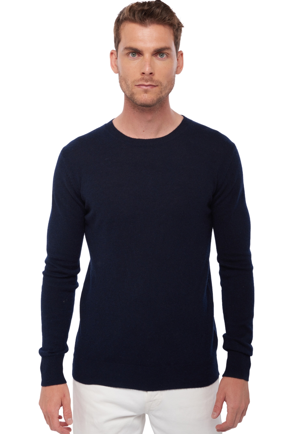 Kasjmier heren kasjmier pullover met ronde hals tao first donker marine l