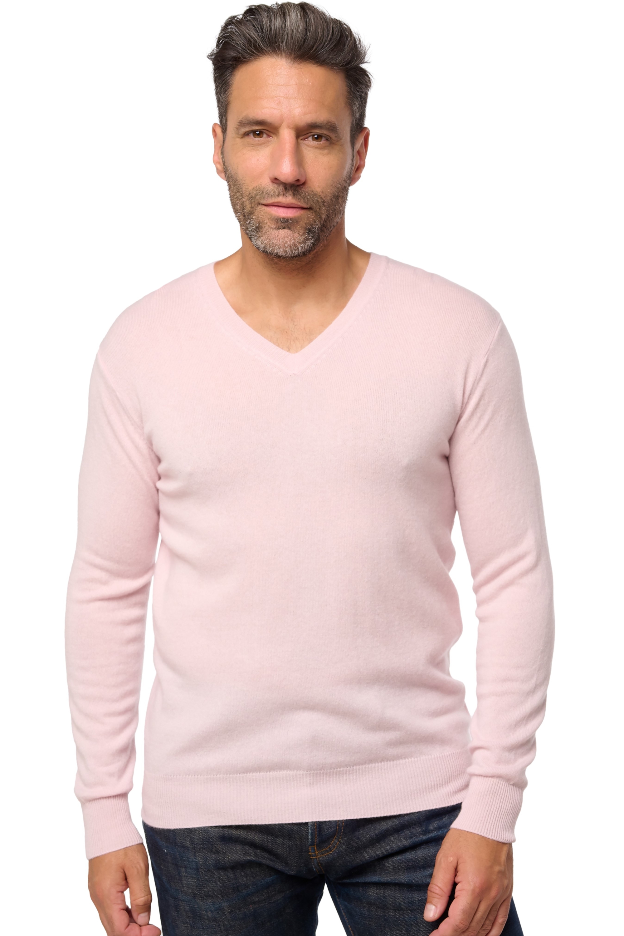 Kasjmier heren kasjmier pullover met v hals tor first pale blossom l